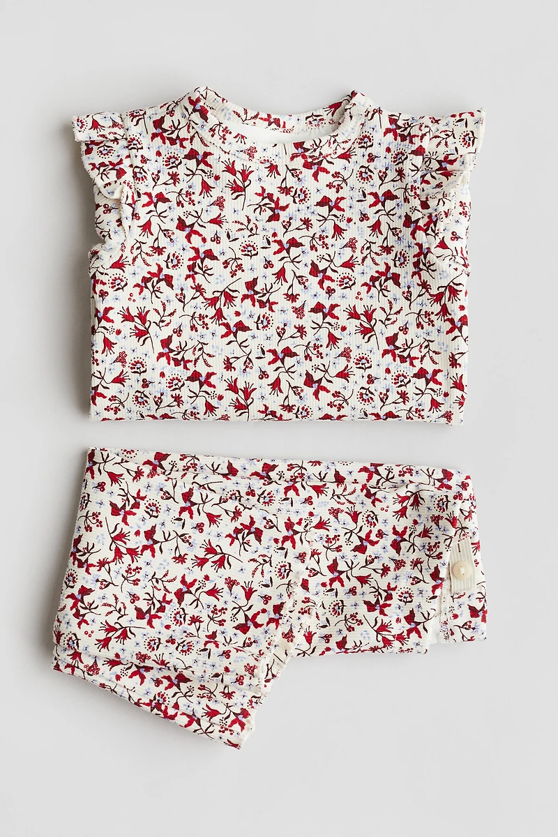 2-piece Ruffle-trimmed Cotton Jersey Set