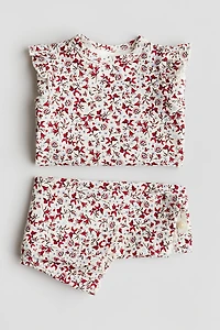 2-piece Ruffle-trimmed Cotton Jersey Set