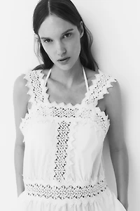 Combinaison short MAMA en coton avec dentelle