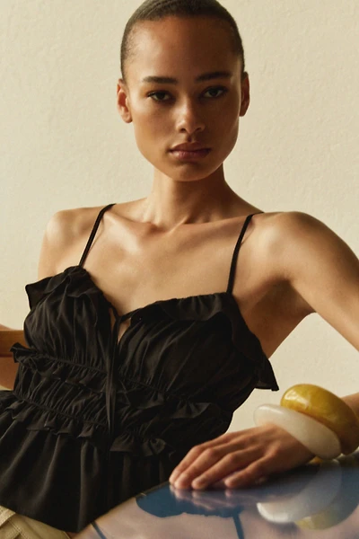 Ruffle-Trimmed Strappy Top