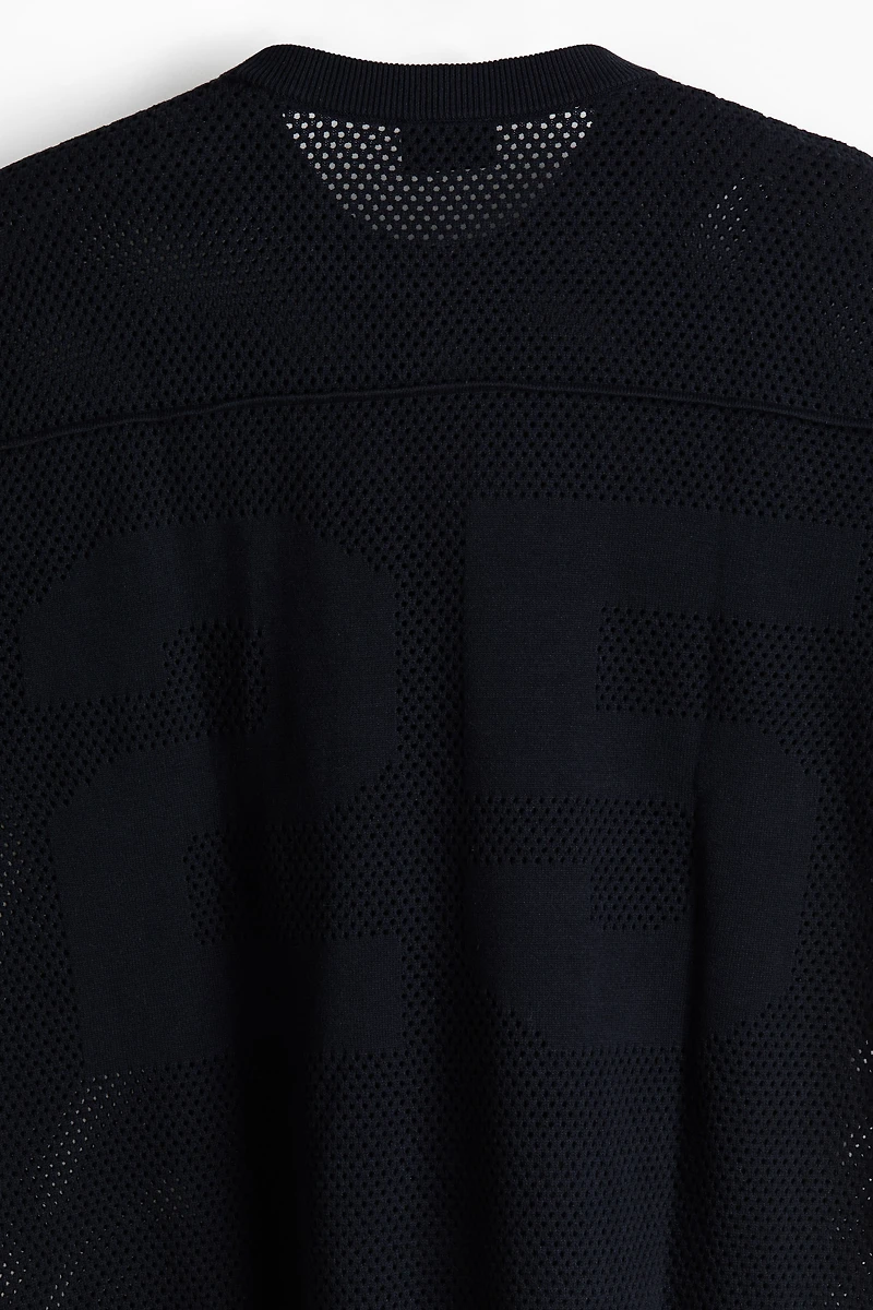 Boxy Relaxed-Fit Open-Knit T-Shirt