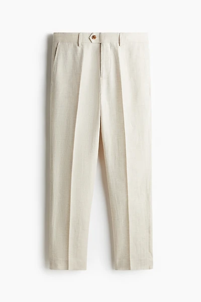 Regular-Fit Tailored Linen-Blend Pants