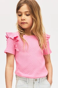 Flounce-Trimmed Cotton Top