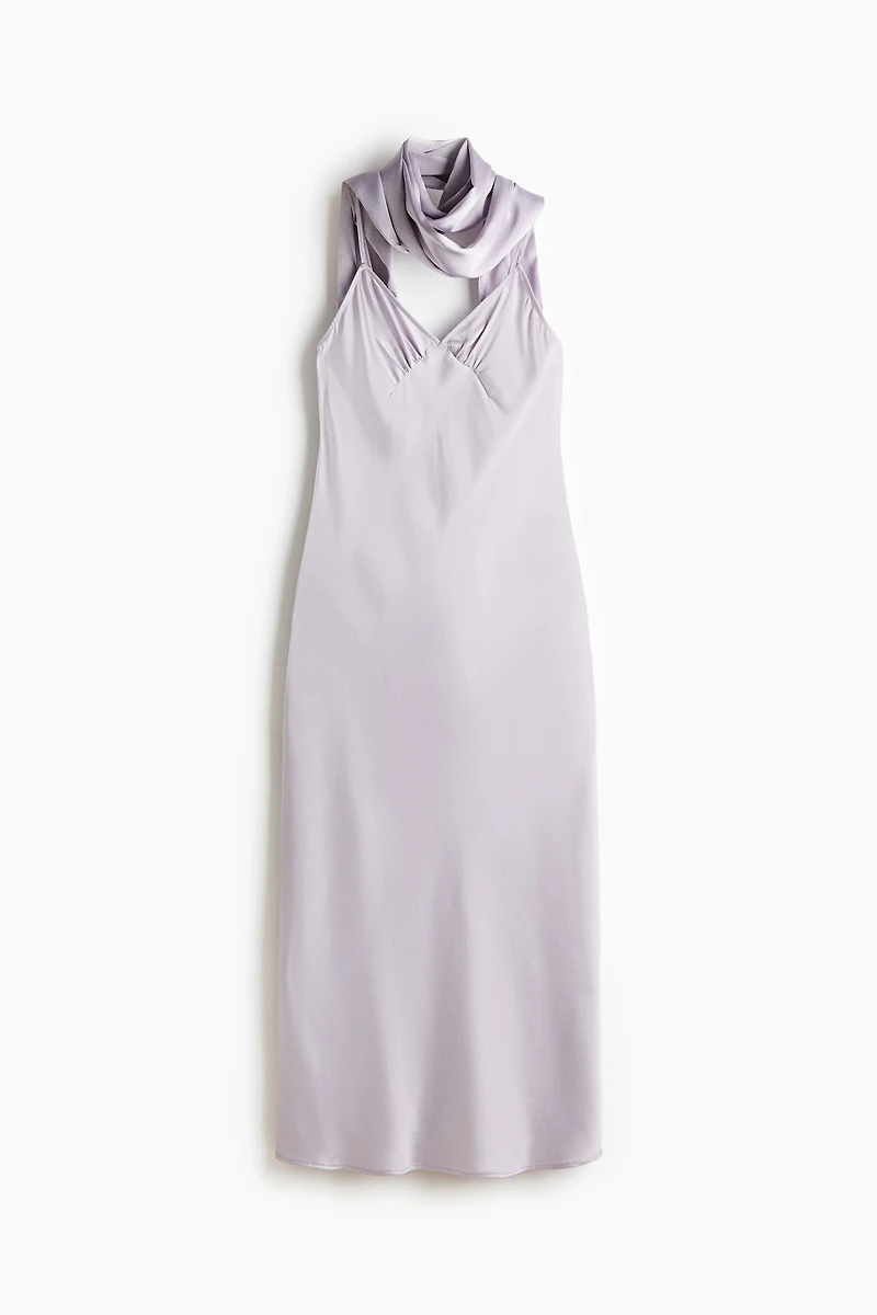 Satin Slip Dress with Scarf