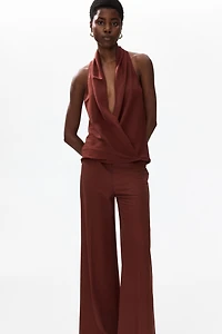 Pantalon large avec taille élastique