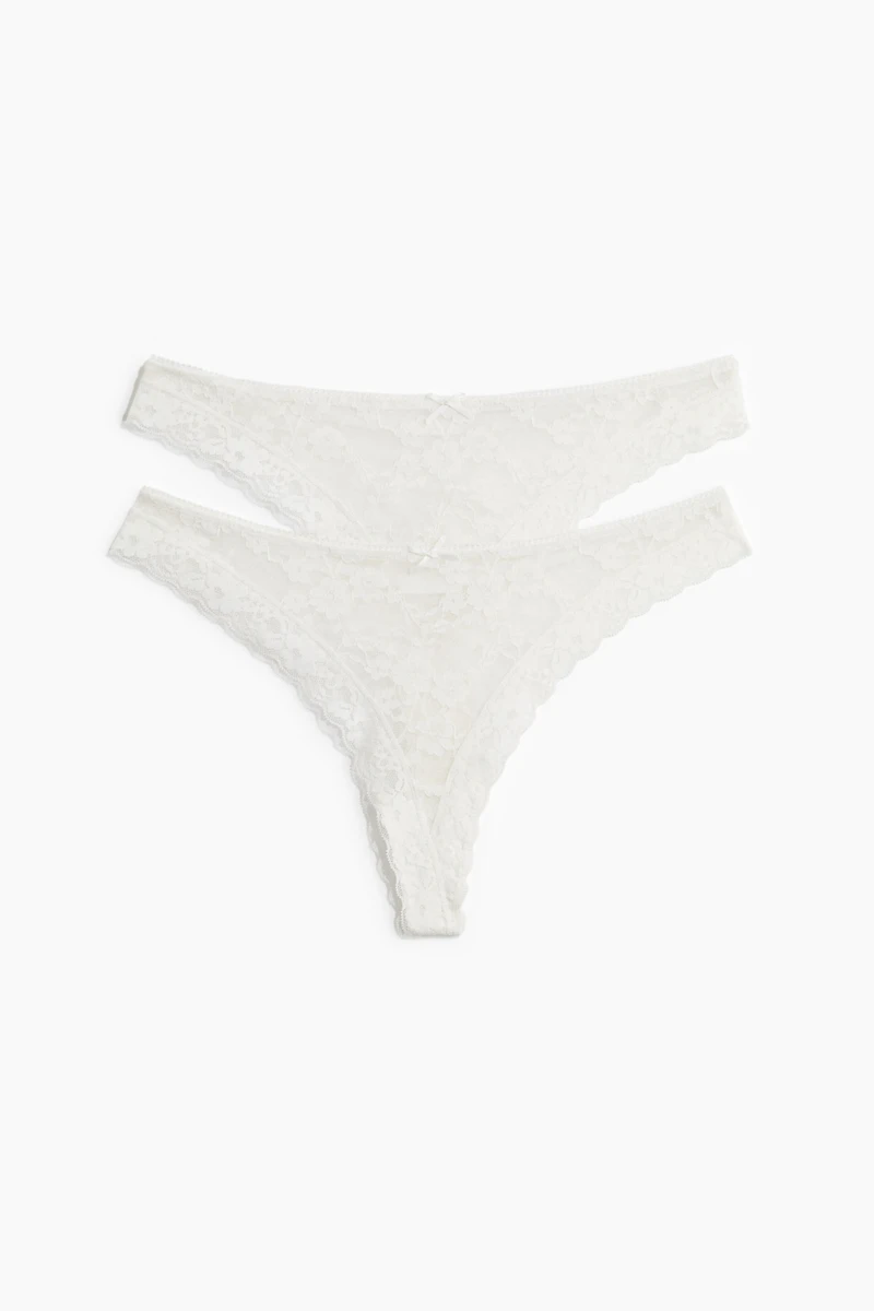 Lot de 2 culottes tanga en dentelle