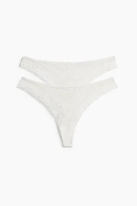 Lot de 2 culottes tanga en dentelle