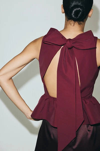 Tie-Detail Peplum Top