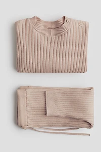 Ensemble 2 pièces en trico de coton côtelée