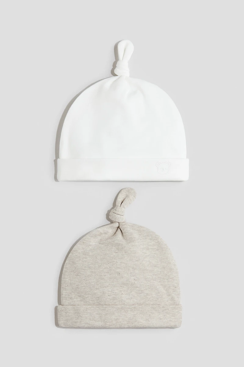 2-Pack Knot-Detail Cotton Beanies