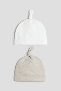 2-Pack Knot-Detail Cotton Beanies