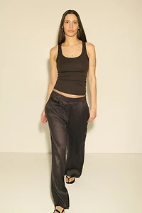 Wide-Leg Linen-Blend Dress Pants