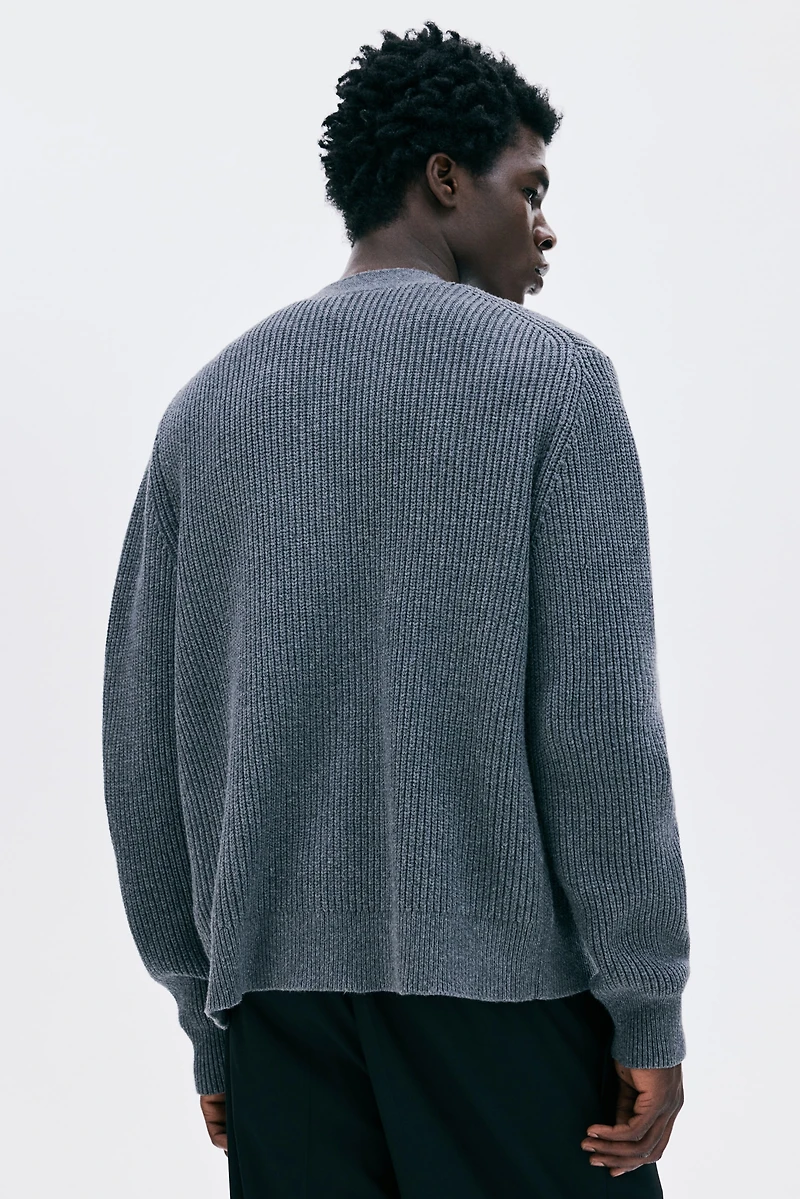 Regular-Fit Rib-Knit Cardigan