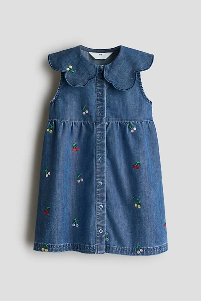 Denim Shirt Dress with Embroidery