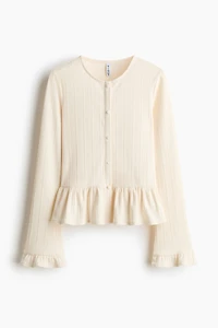 Rib-Knit Peplum Cardigan