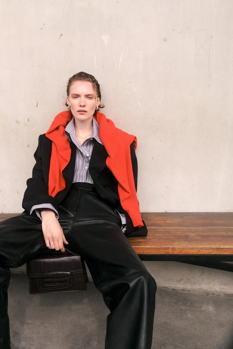 Straight-Leg Leather Pants