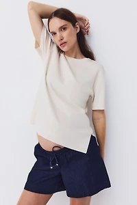 MAMA Denim Drawstring Shorts
