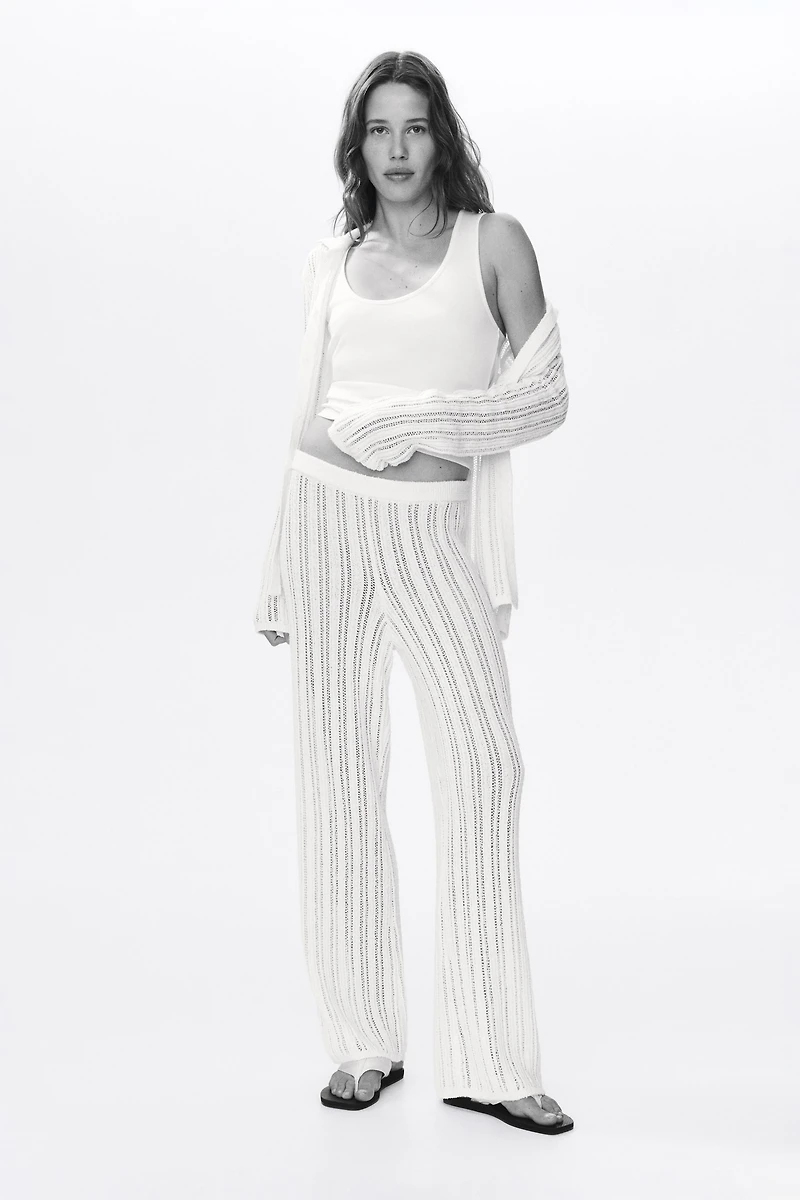 Wide-Leg Crochet-Look Pants