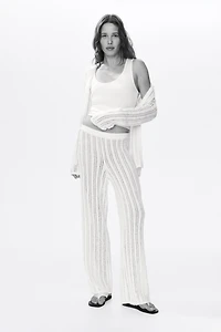 Wide-Leg Crochet-Look Pants