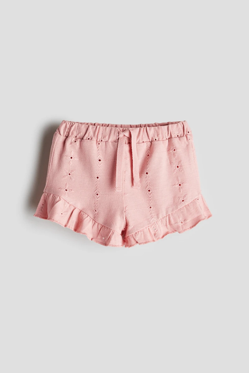 Jersey Shorts with Eyelet Embroidery