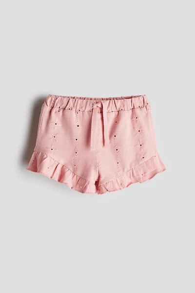 Jersey Shorts with Eyelet Embroidery