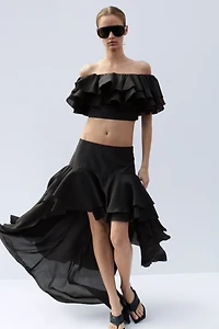 Flounced High-Low Skirt