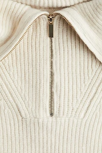 Rib-Knit Half-Zip Sweater