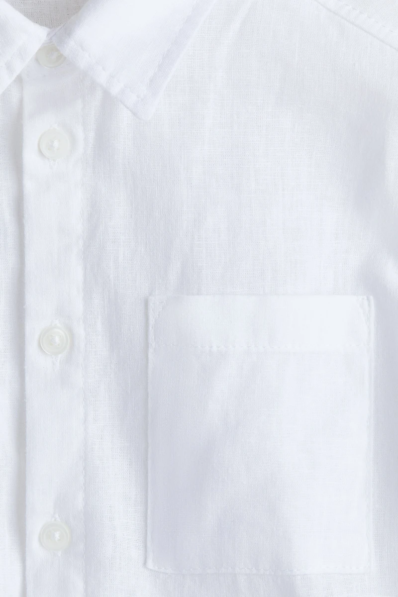 Chemise à manches courtes en lin mélangé