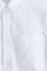 Chemise à manches courtes en lin mélangé