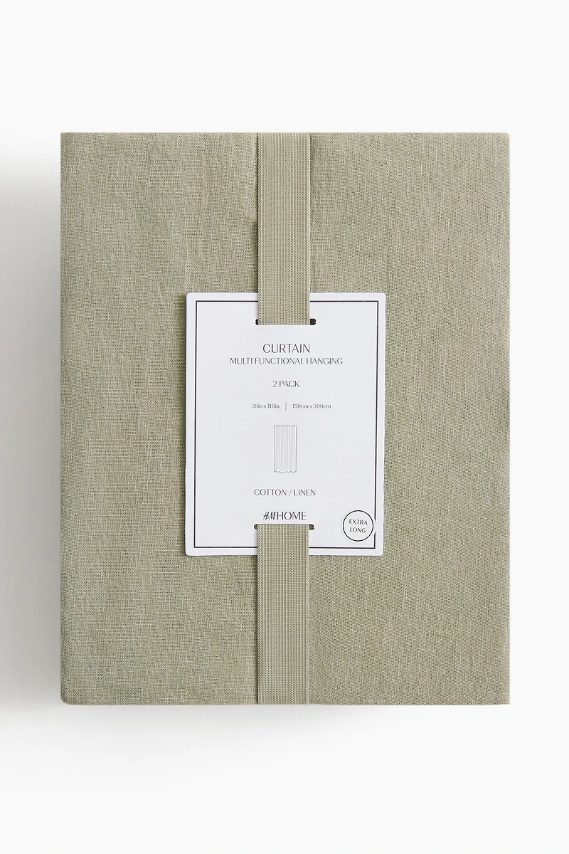 Lot de 2 rideaux longs en lin mélangé
