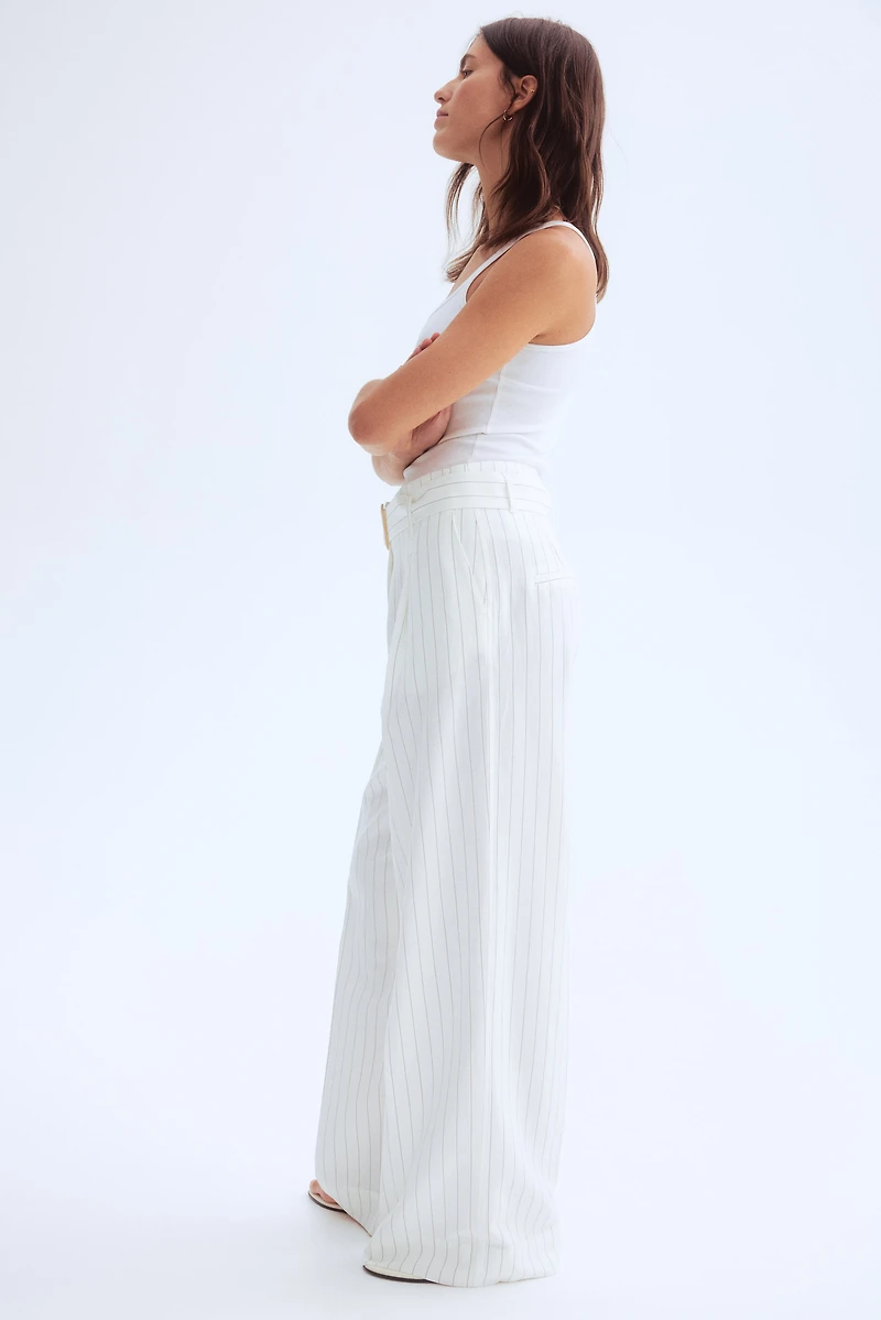 Linen-Blend Pants with Belt