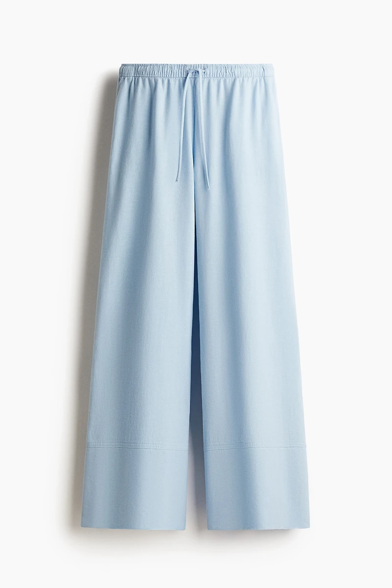 Linen-Blend Drawstring Pants