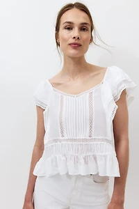 MAMA Lace-trimmed Nursing Blouse