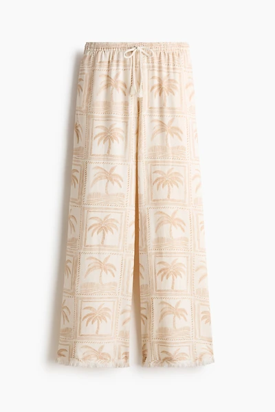 Linen-Blend Drawstring Pants