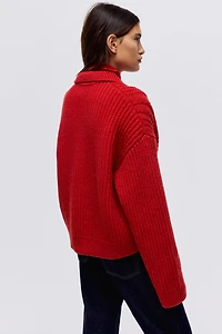 Cable-Knit Sweater with Collar