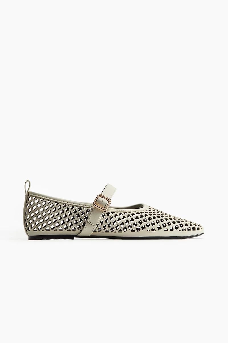 Perforated Mary Jane Ballet Flats