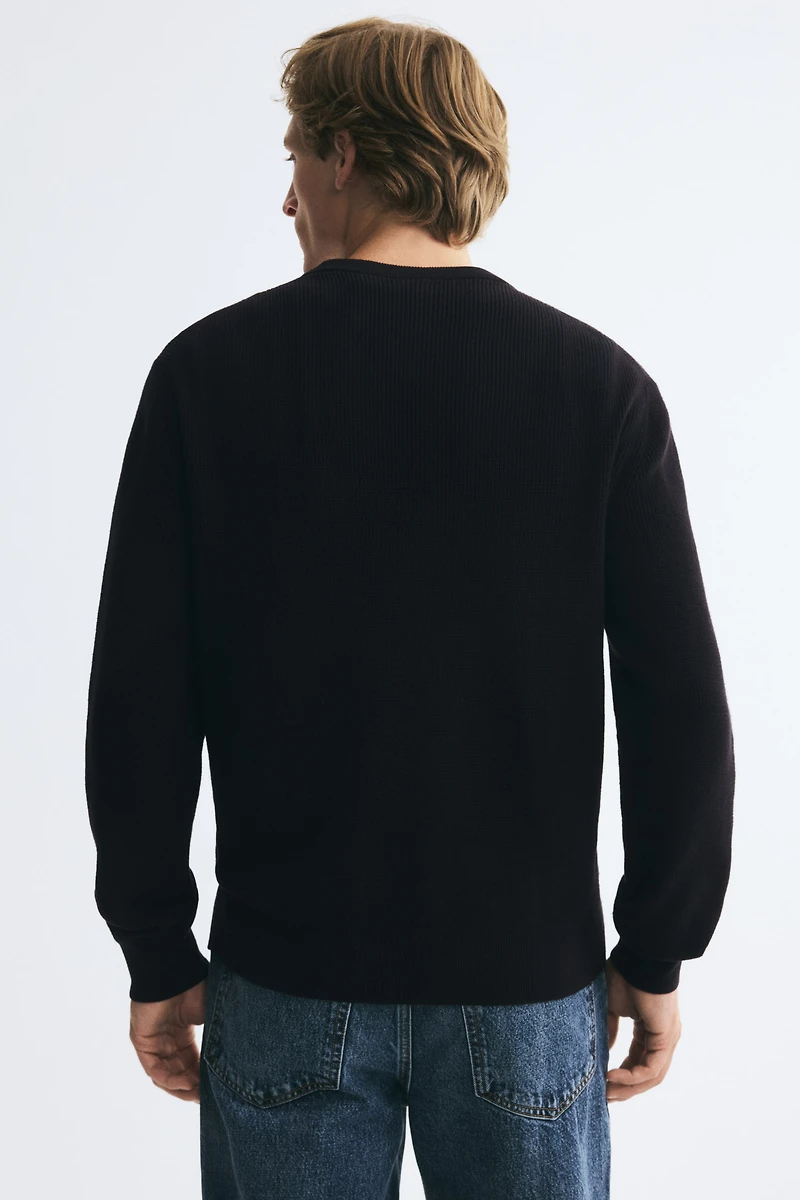 Regular-Fit Rib-Knit Cotton Sweater