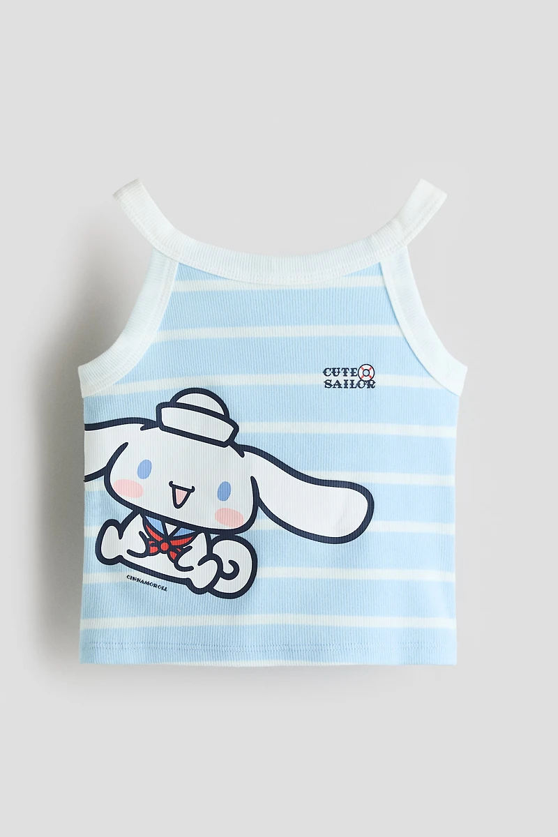 Ribbed Tank Top with Motif