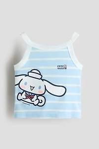 Ribbed Tank Top with Motif