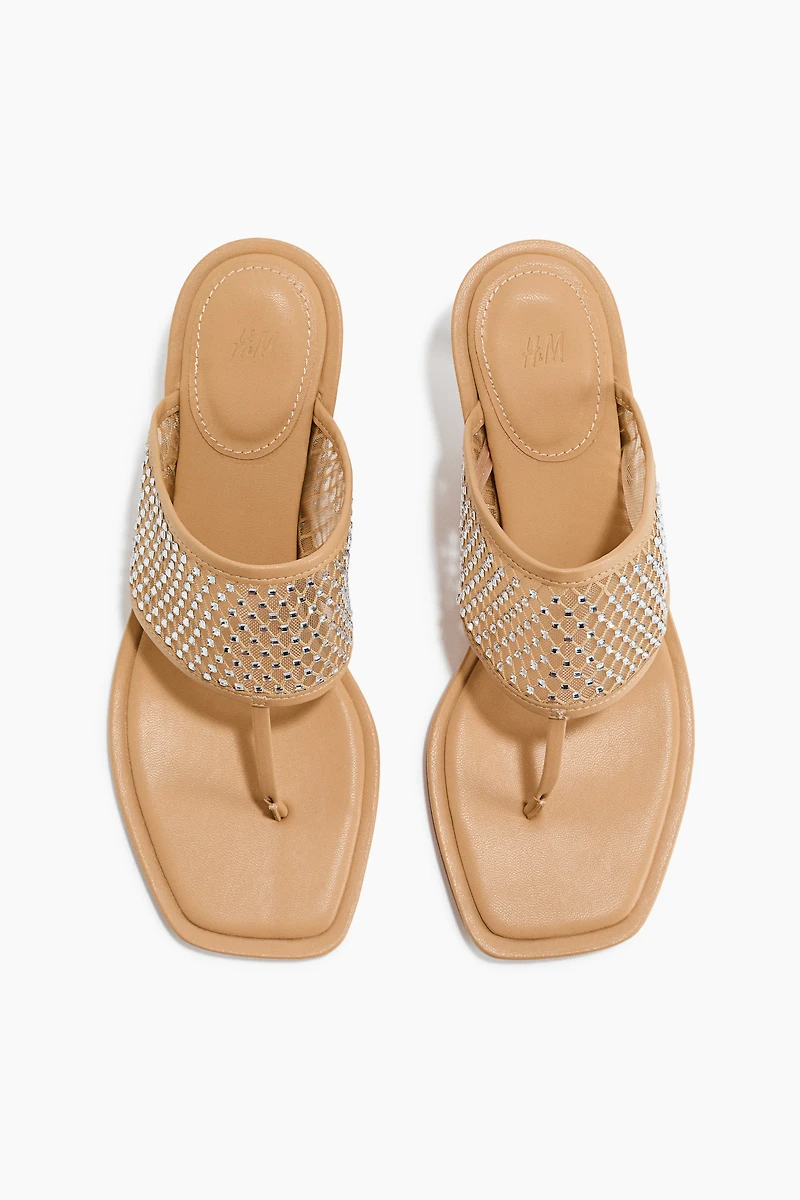 Embellished Kitten-Heeled Sandals