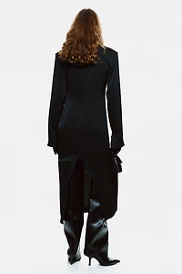 Cowl-Neck Satin Dress