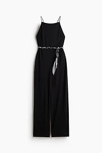 Tie-Belt Strappy Jumpsuit