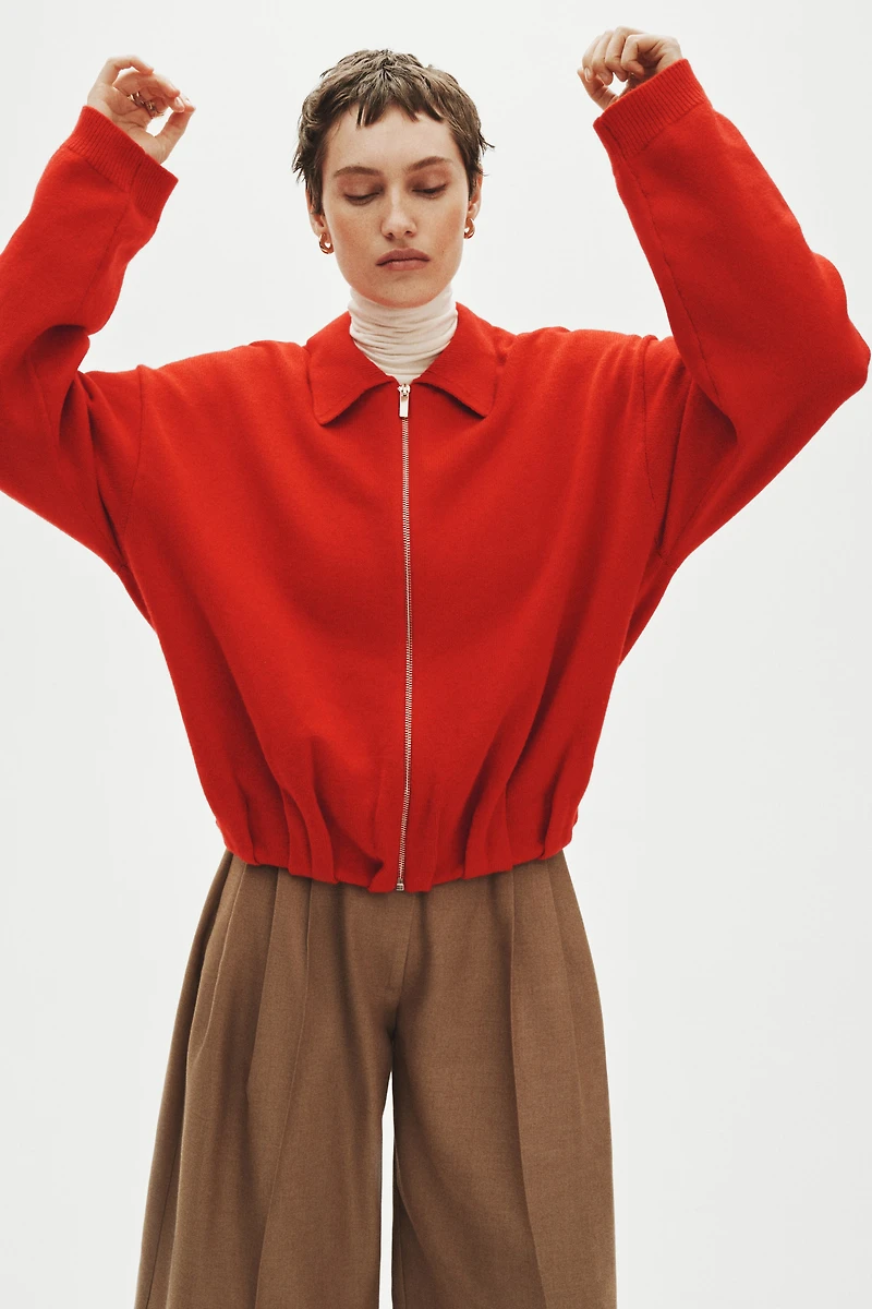 Oversized Cardigan with Zipper