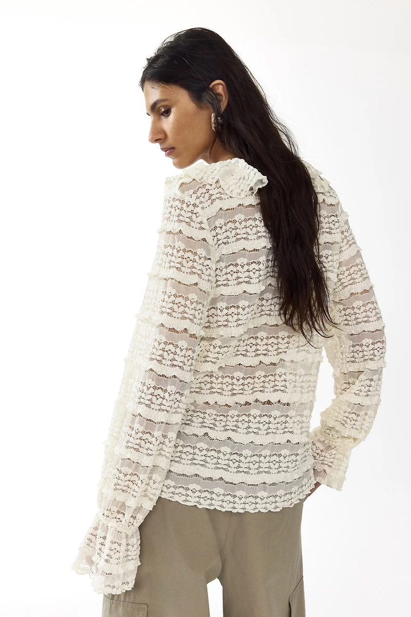 Lace-Look Jersey Blouse