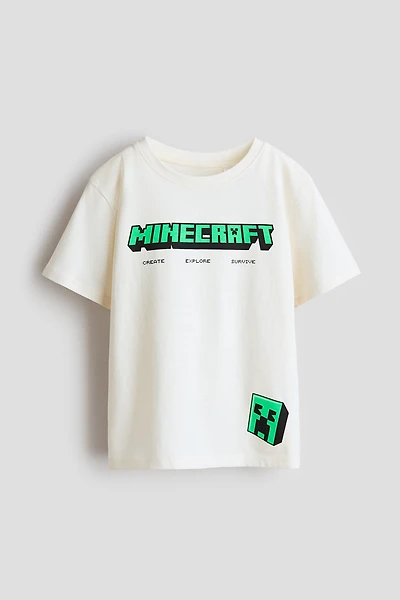 Cotton T-Shirt with Printed Motif