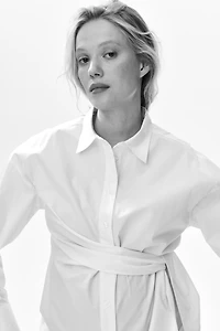 MAMA Tie-Detail Cotton Shirt