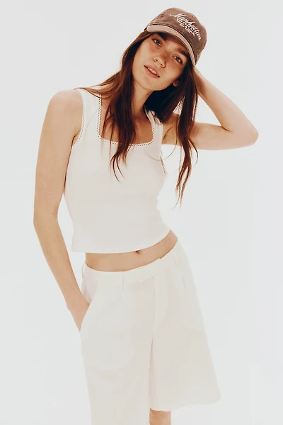 Knee-Length Linen-Blend Shorts