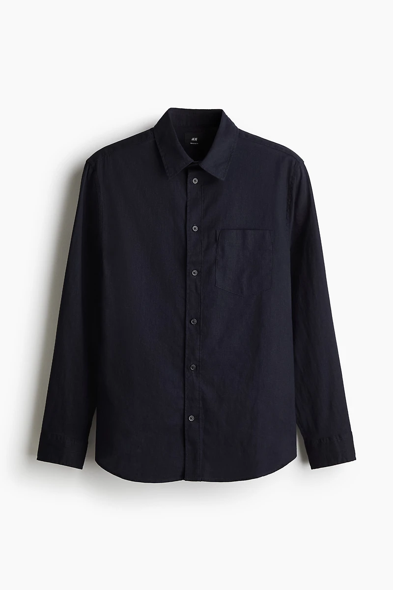 Regular-Fit Linen-Blend Shirt