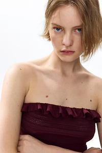 Pointelle-Knit Bandeau Top