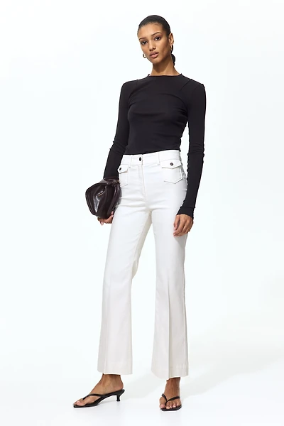 Flared ankle-length trousers